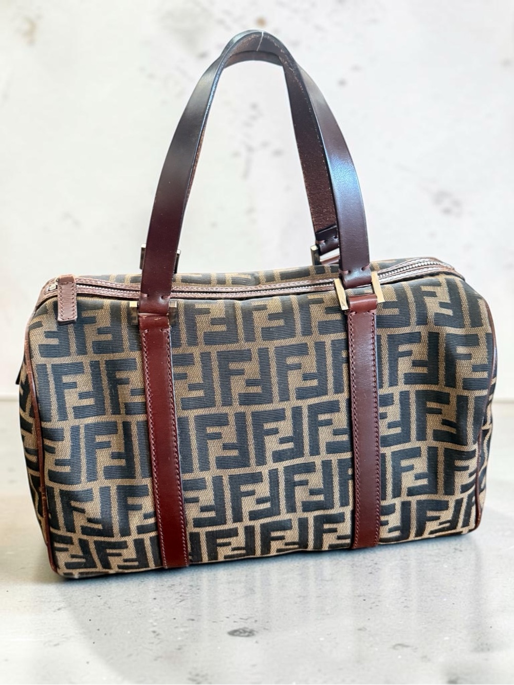 Fendi Brown Zucca and Dark Brown FF Canvas Duffel Bag